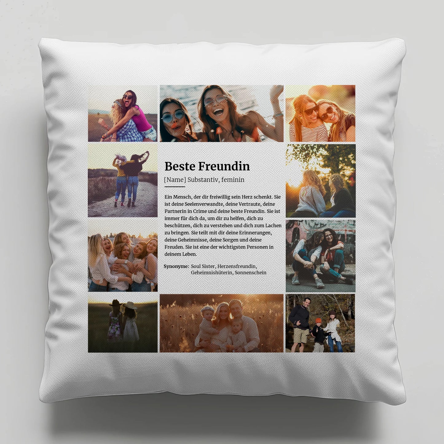 Personalisiertes Kissen Definition Beste Freundin mit 10 Fotos