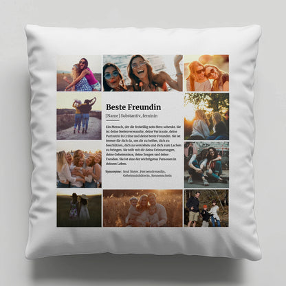 Personalisiertes Kissen Definition Beste Freundin mit 10 Fotos
