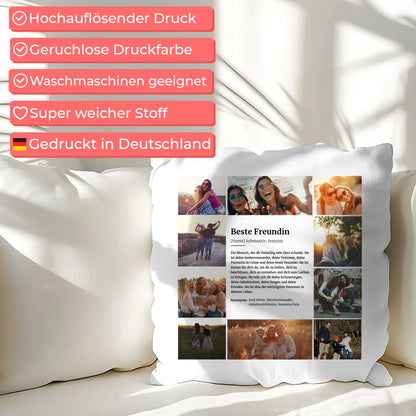 Personalisiertes Kissen Definition Beste Freundin mit 10 Fotos