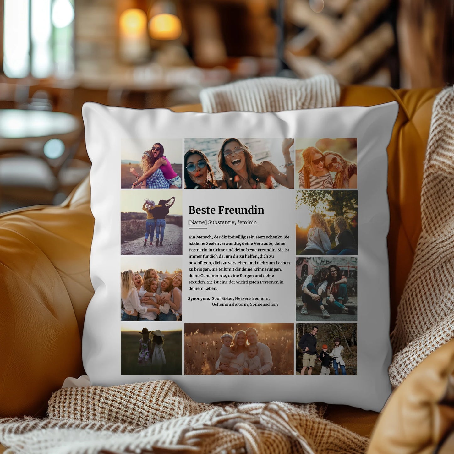 Personalisiertes Kissen Definition Beste Freundin mit 10 Fotos