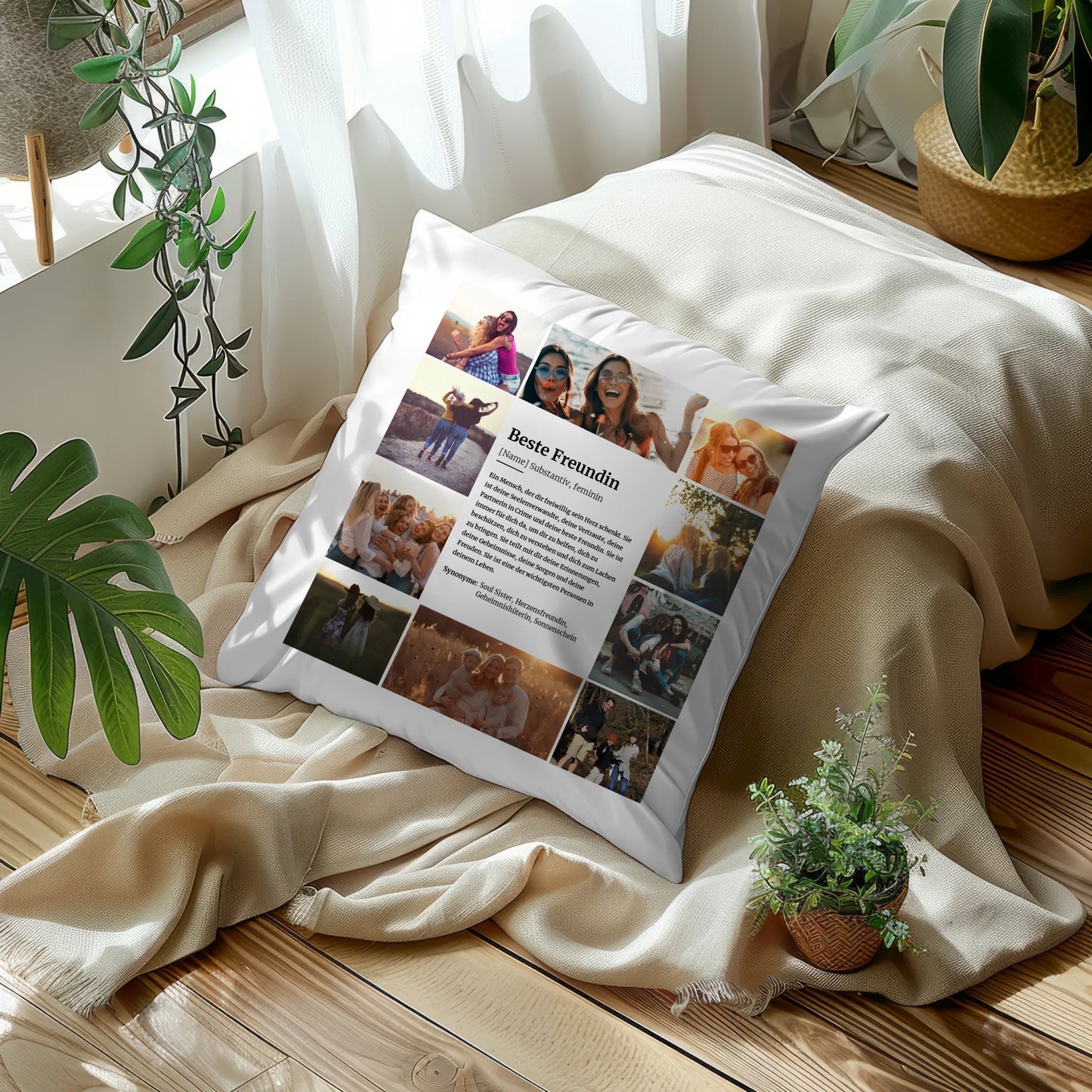 Personalisiertes Kissen Definition Beste Freundin mit 10 Fotos