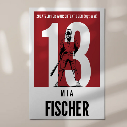 Fotoboard Personalisiertes Wandbild Baseball Baseballspielerin Geschenk für Mädchen Turnier 1