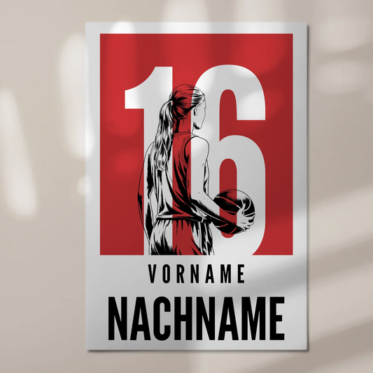 Sport Fotoboard Magnetisches Wandbild Basketball Basketballerin Geschenk für Tocher Freundin 1