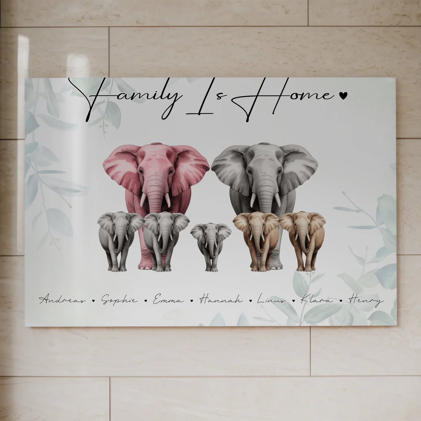 Fotoboard Familie Spruch Elefanten Familienporträt Geschenk für Mama Papa Oma Opa 1