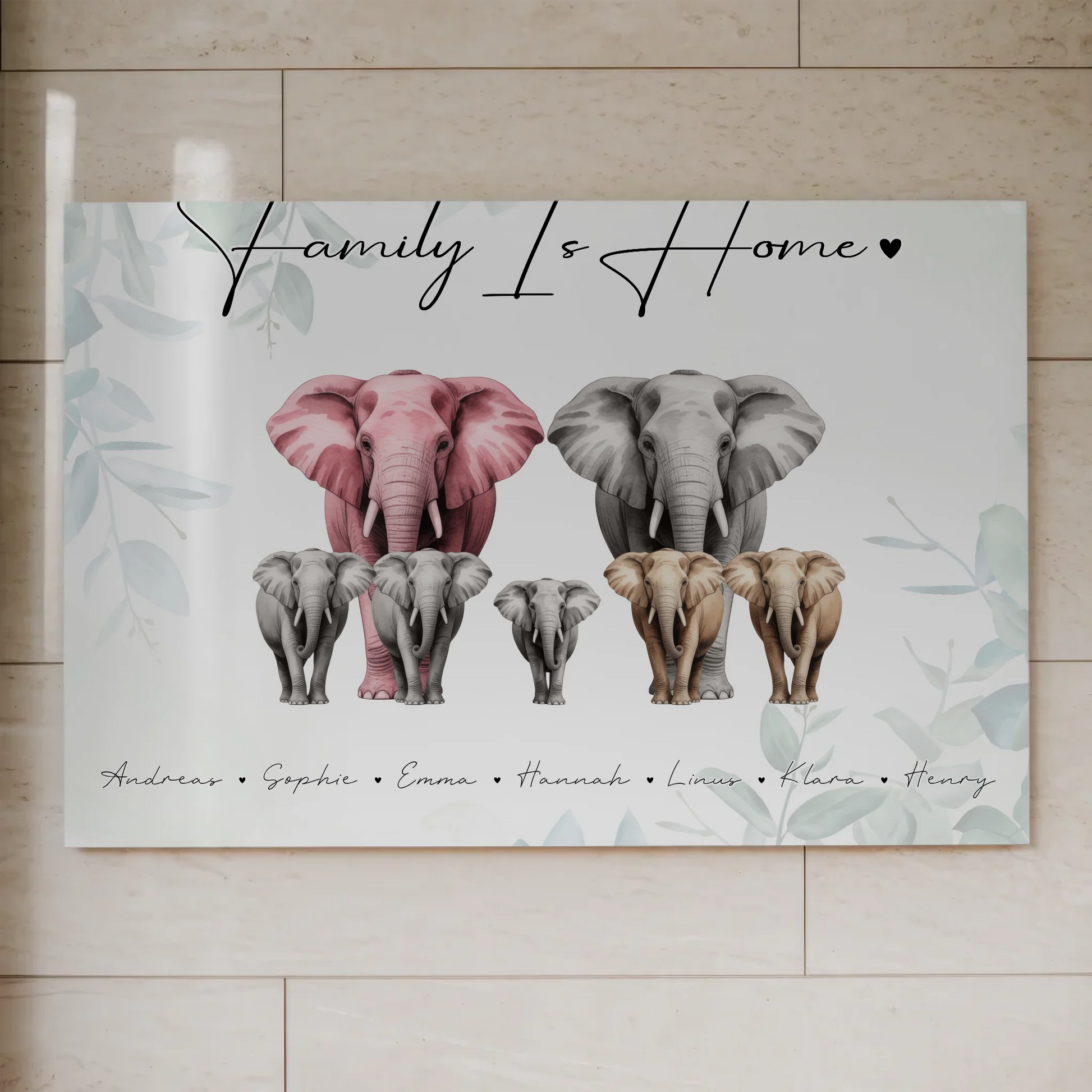 Fotoboard Familie Spruch Elefanten Familienporträt Geschenk für Mama Papa Oma Opa 1