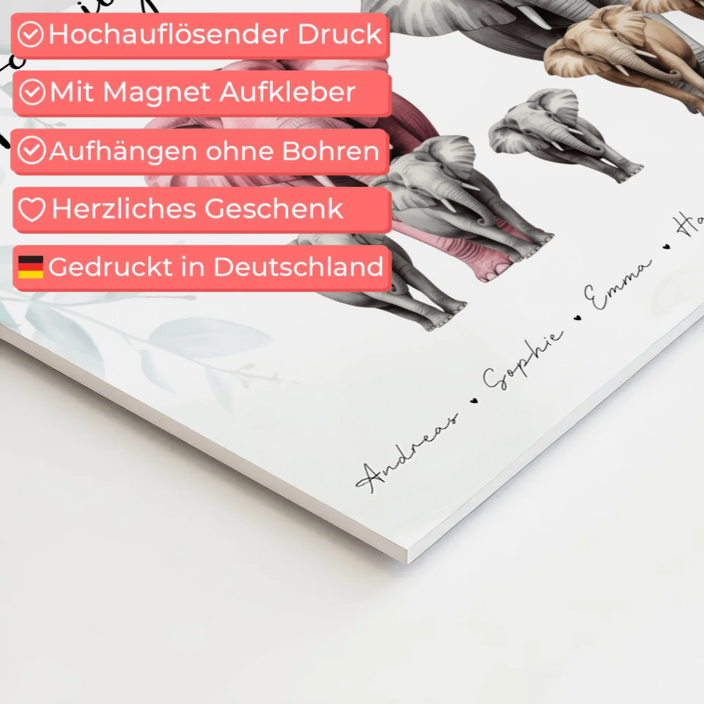 Fotoboard Familie Spruch Elefanten Familienporträt Geschenk für Mama Papa Oma Opa 4