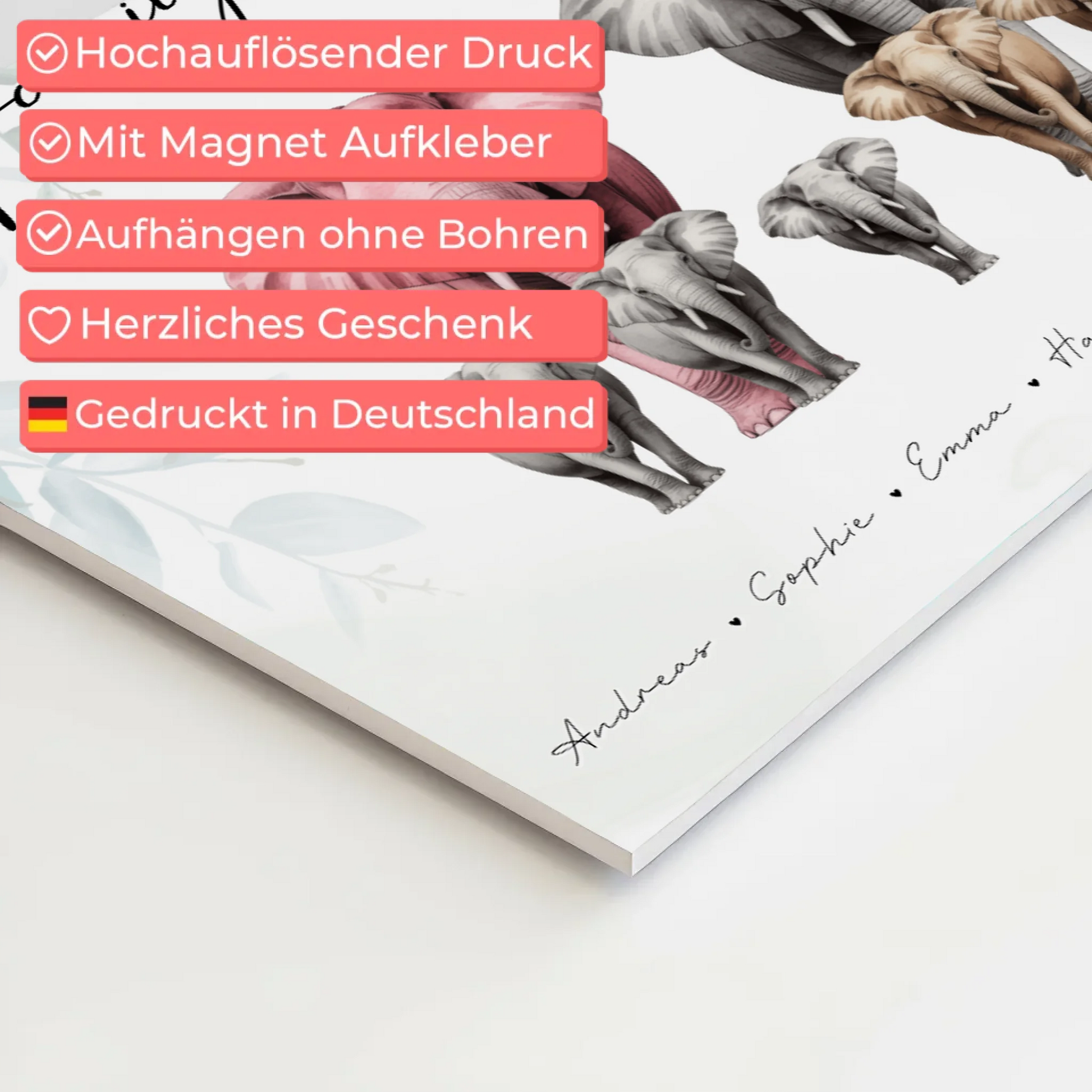 Fotoboard Familie Spruch Elefanten Familienporträt Geschenk für Mama Papa Oma Opa 4