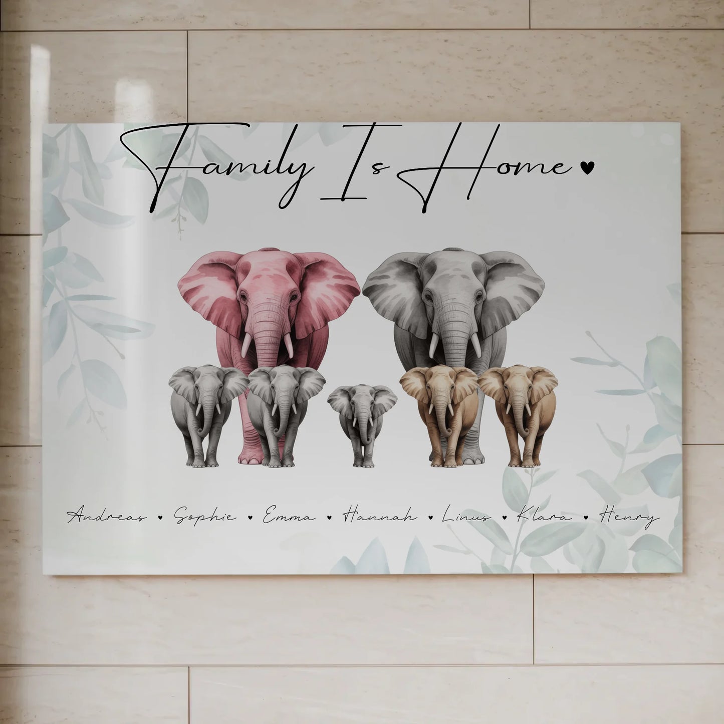 Fotoboard Familie Spruch Elefanten Familienporträt Geschenk für Mama Papa Oma Opa 7