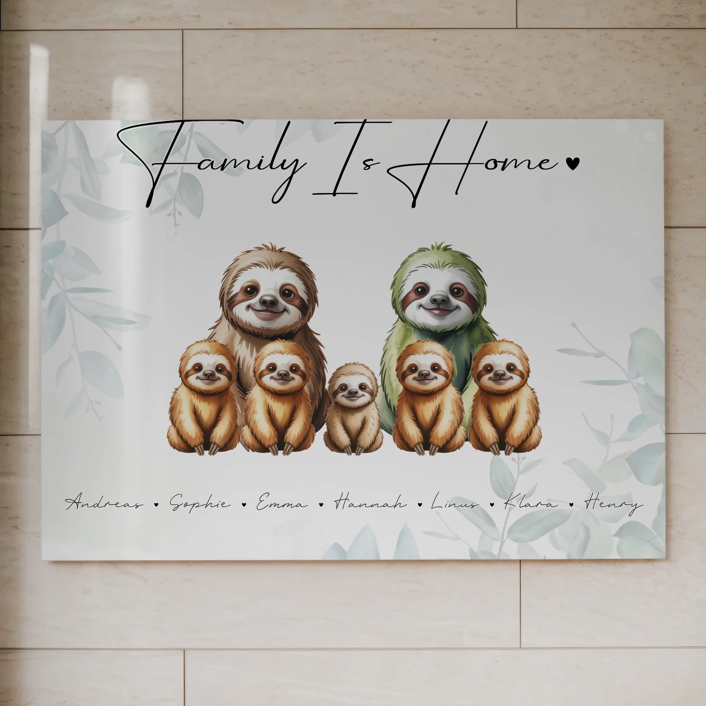 Fotoboard Familienbild Personalisiert Mit Vorschau Faultier Familienporträt Geschenk für Mama Papa Oma Opa 7