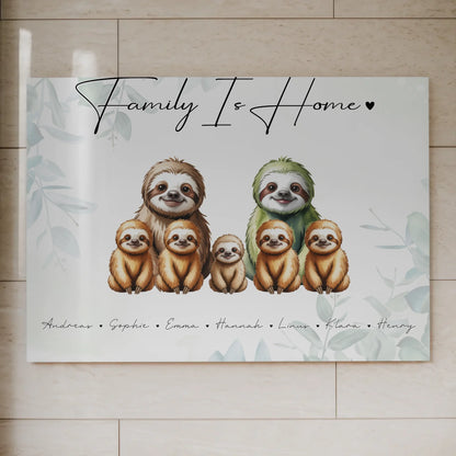 Fotoboard Familienbild Personalisiert Mit Vorschau Faultier Familienporträt Geschenk für Mama Papa Oma Opa 7