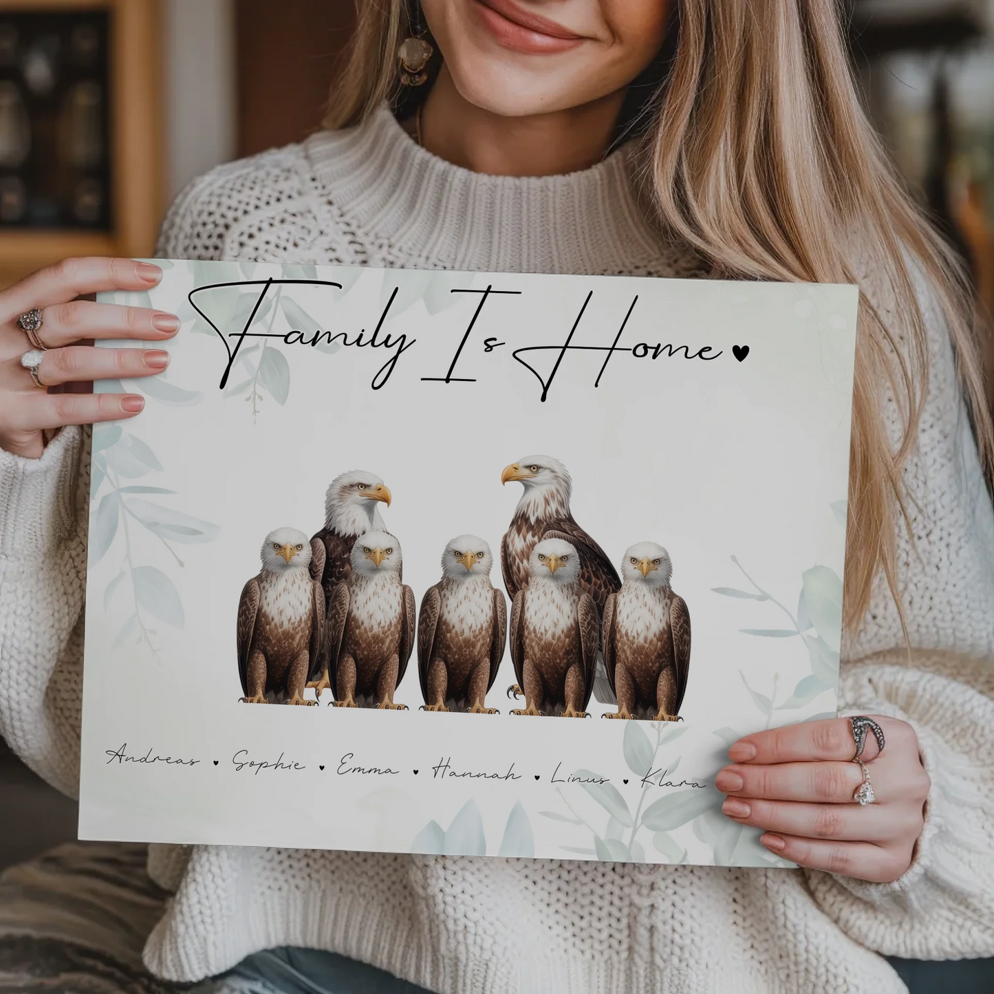 Fotoboard Familie Personalisiert Adler Familienporträt Geschenk für Papa Mama Oma Opa 9