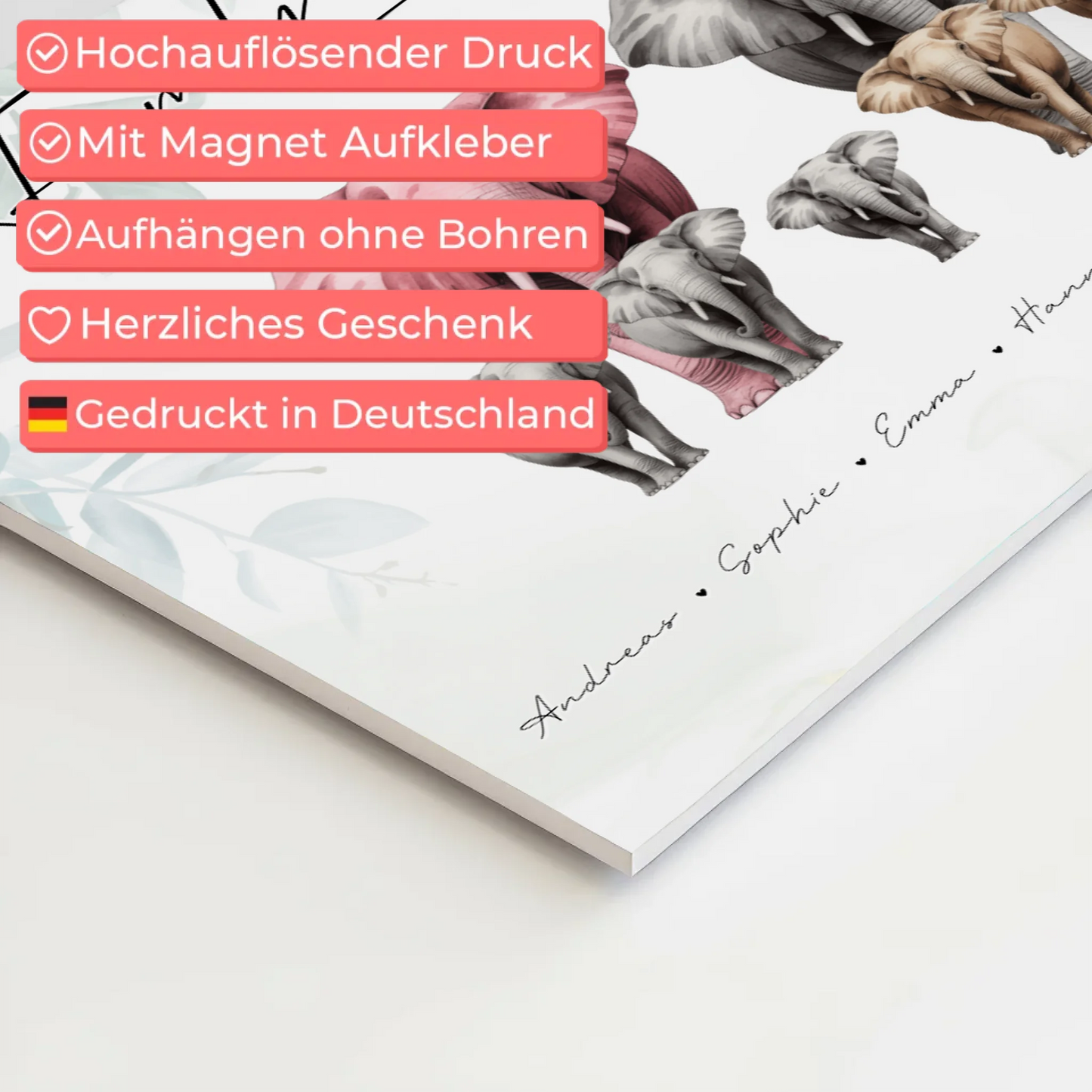 Fotoboard Familie Spruch Elefanten Familienporträt Geschenk für Mama Papa Oma Opa 10