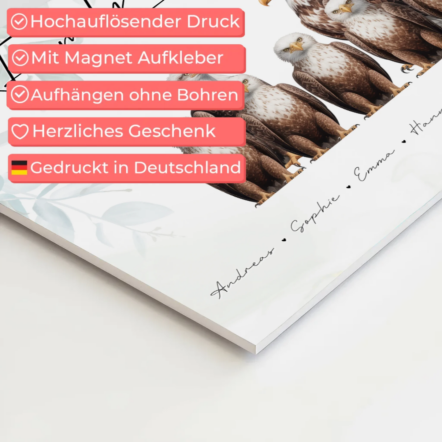 Fotoboard Familie Personalisiert Adler Familienporträt Geschenk für Papa Mama Oma Opa 10