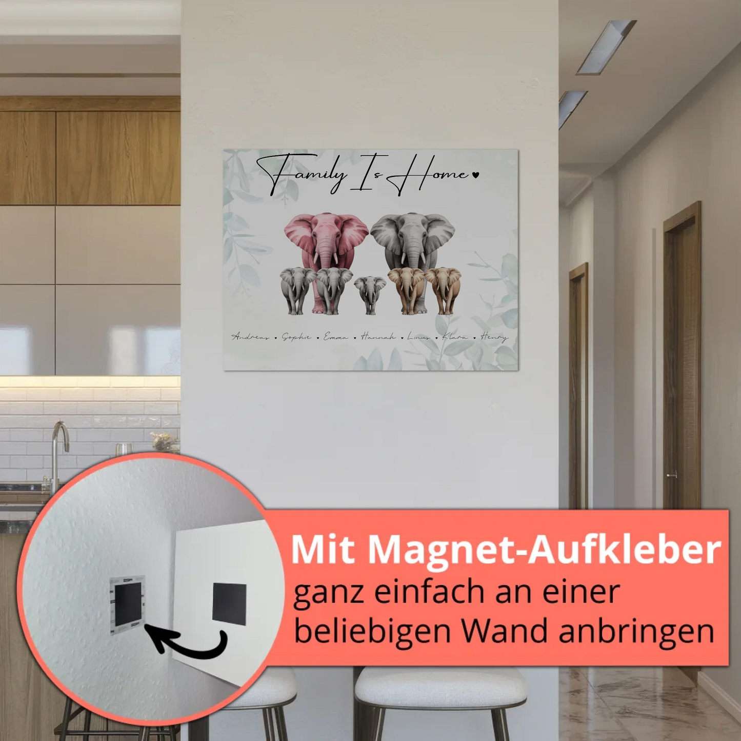 Fotoboard Familie Spruch Elefanten Familienporträt Geschenk für Mama Papa Oma Opa