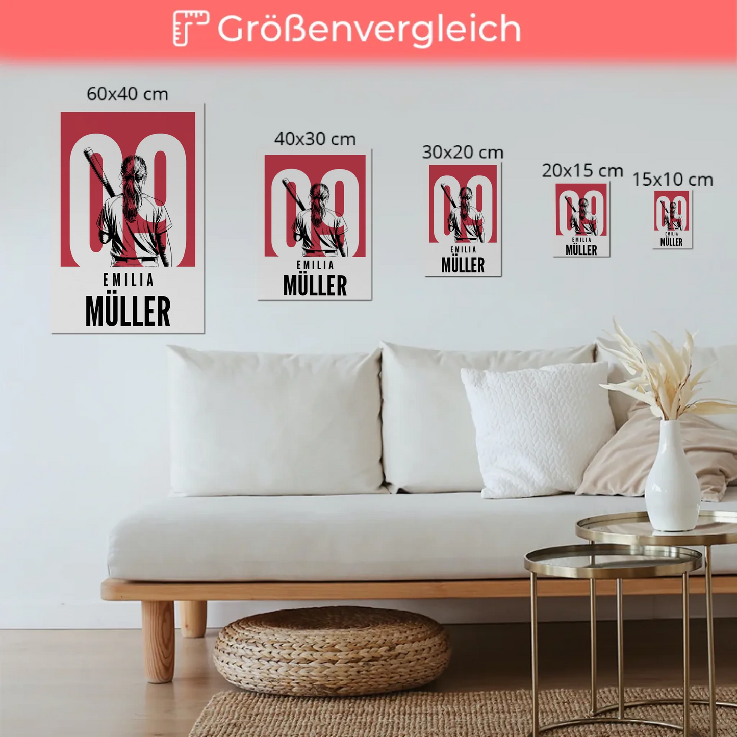 Personalisiertes Fotoboard Magnetisch Baseball Baseballspielerin Geschenk für Tocher Mama Tante Freundin