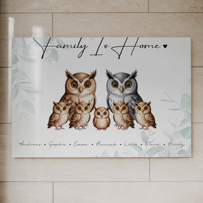 Personalisiertes Fotoboard Familie Eulen Familienporträt Geschenk für Papa Mama Oma Opa