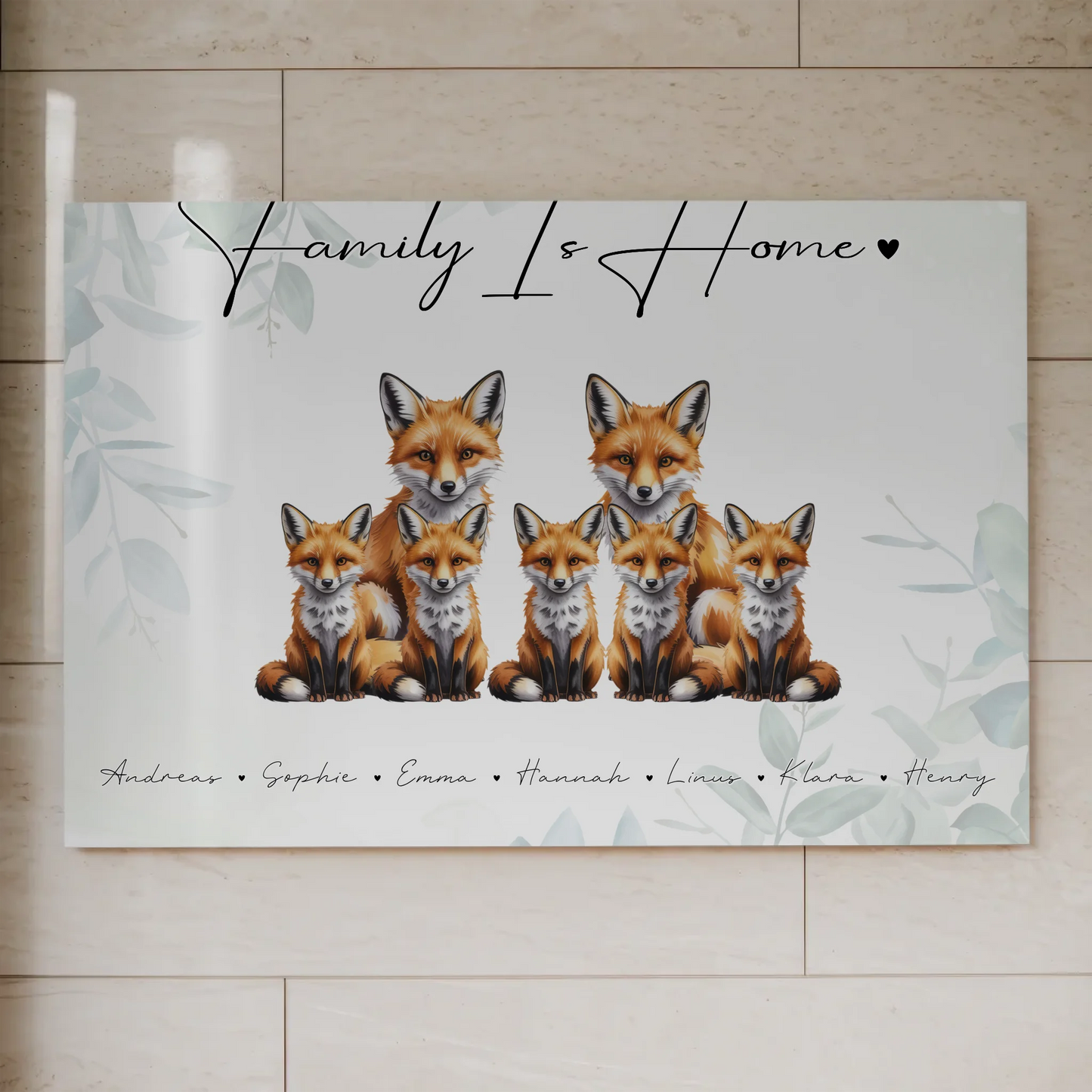 Fotoboard Sprüche Familie Fuchs Familienporträt Geschenk für Oma Opa Mama Papa