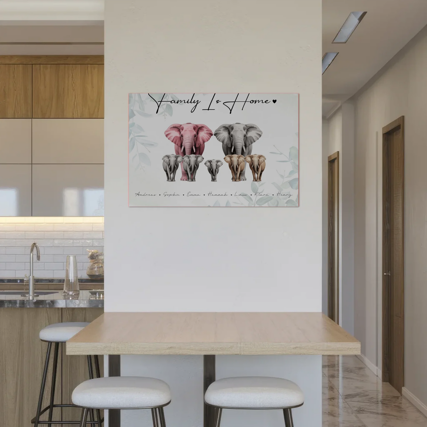 Fotoboard Familie Spruch Elefanten Familienporträt Geschenk für Mama Papa Oma Opa