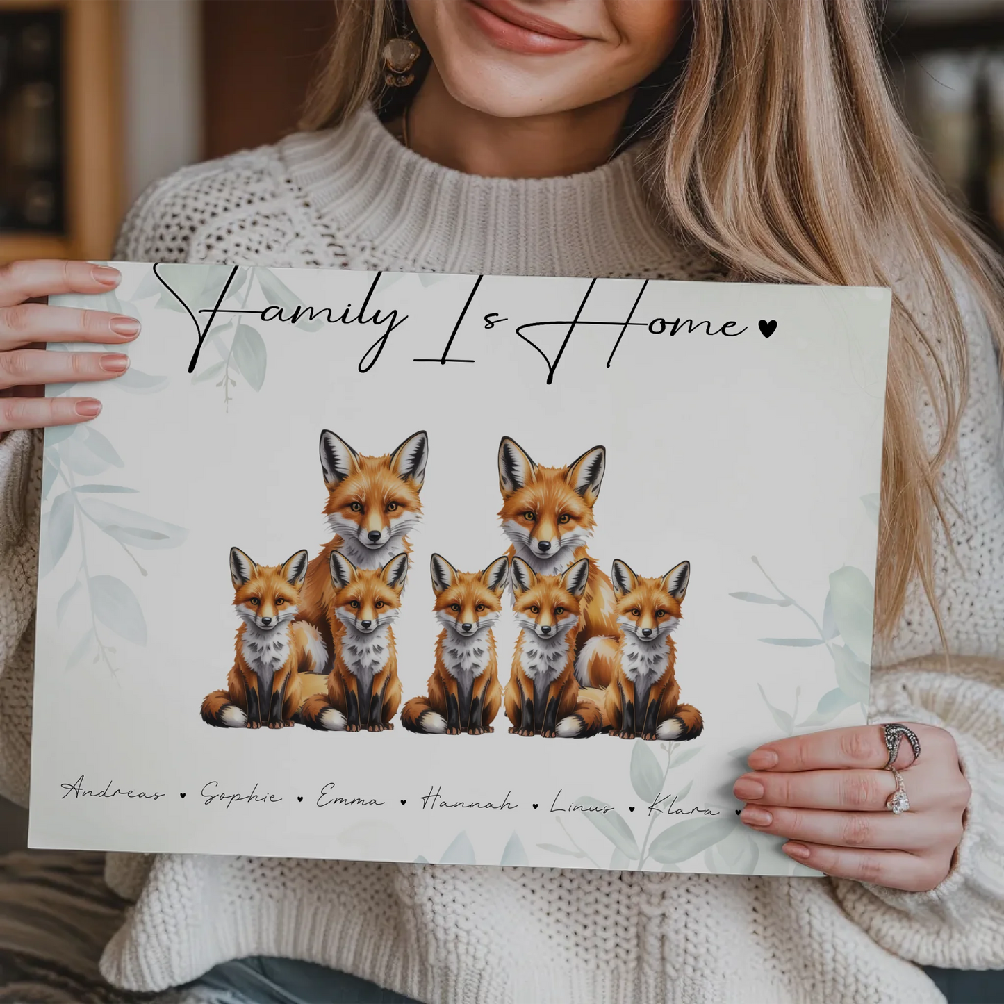 Fotoboard Sprüche Familie Fuchs Familienporträt Geschenk für Oma Opa Mama Papa