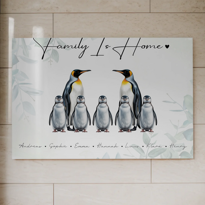 Familien Fotoboard Mit Namen Pinguin Familienporträt Geschenk für Mama Papa Oma Opa 1
