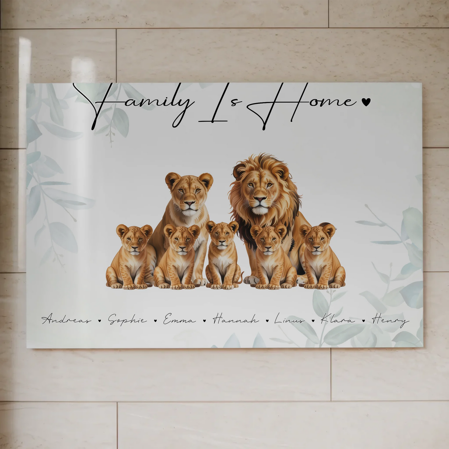 Fotoboard Sprüche Familie Löwen Familienporträt Geschenk für Mama Papa Oma Opa 1