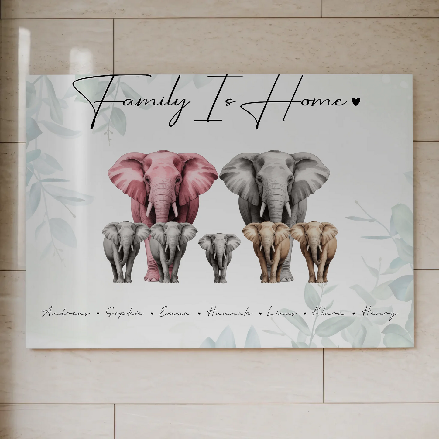 Fotoboard Familie Spruch Elefanten Familienporträt Geschenk für Mama Papa Oma Opa