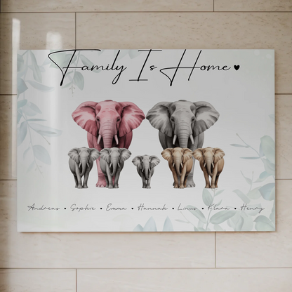 Fotoboard Familie Spruch Elefanten Familienporträt Geschenk für Mama Papa Oma Opa