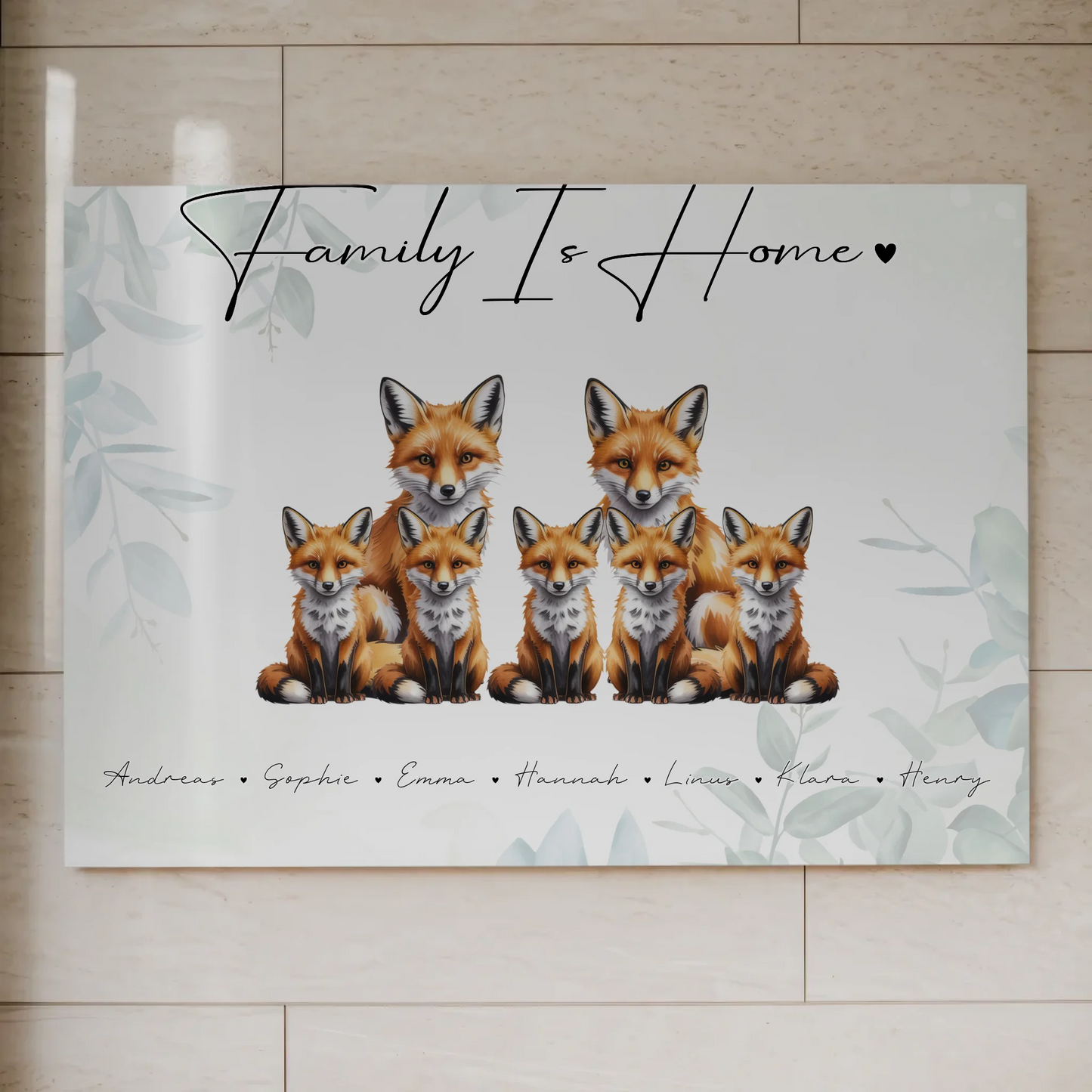 Fotoboard Sprüche Familie Fuchs Familienporträt Geschenk für Oma Opa Mama Papa