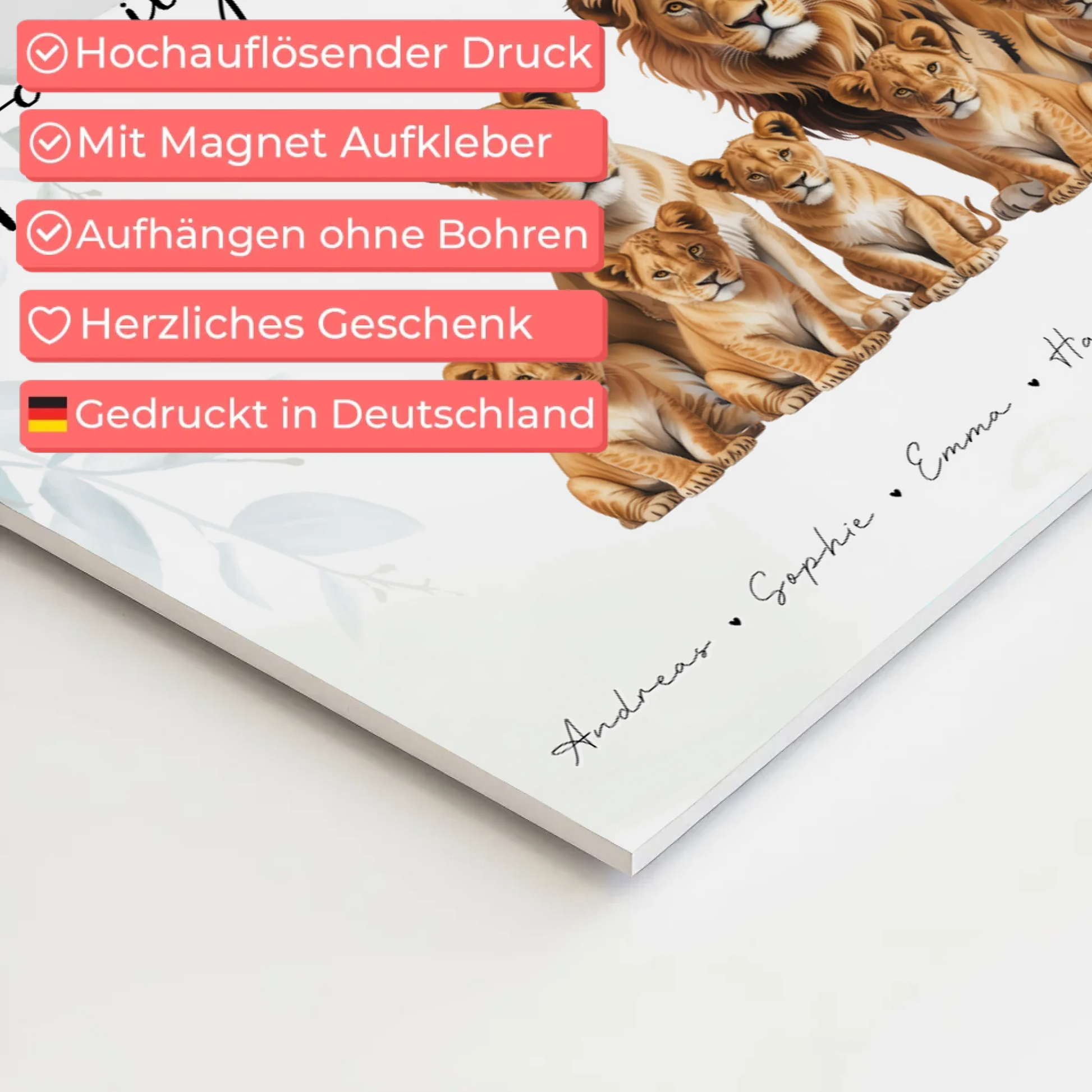 Fotoboard Sprüche Familie Löwen Familienporträt Geschenk für Mama Papa Oma Opa 4