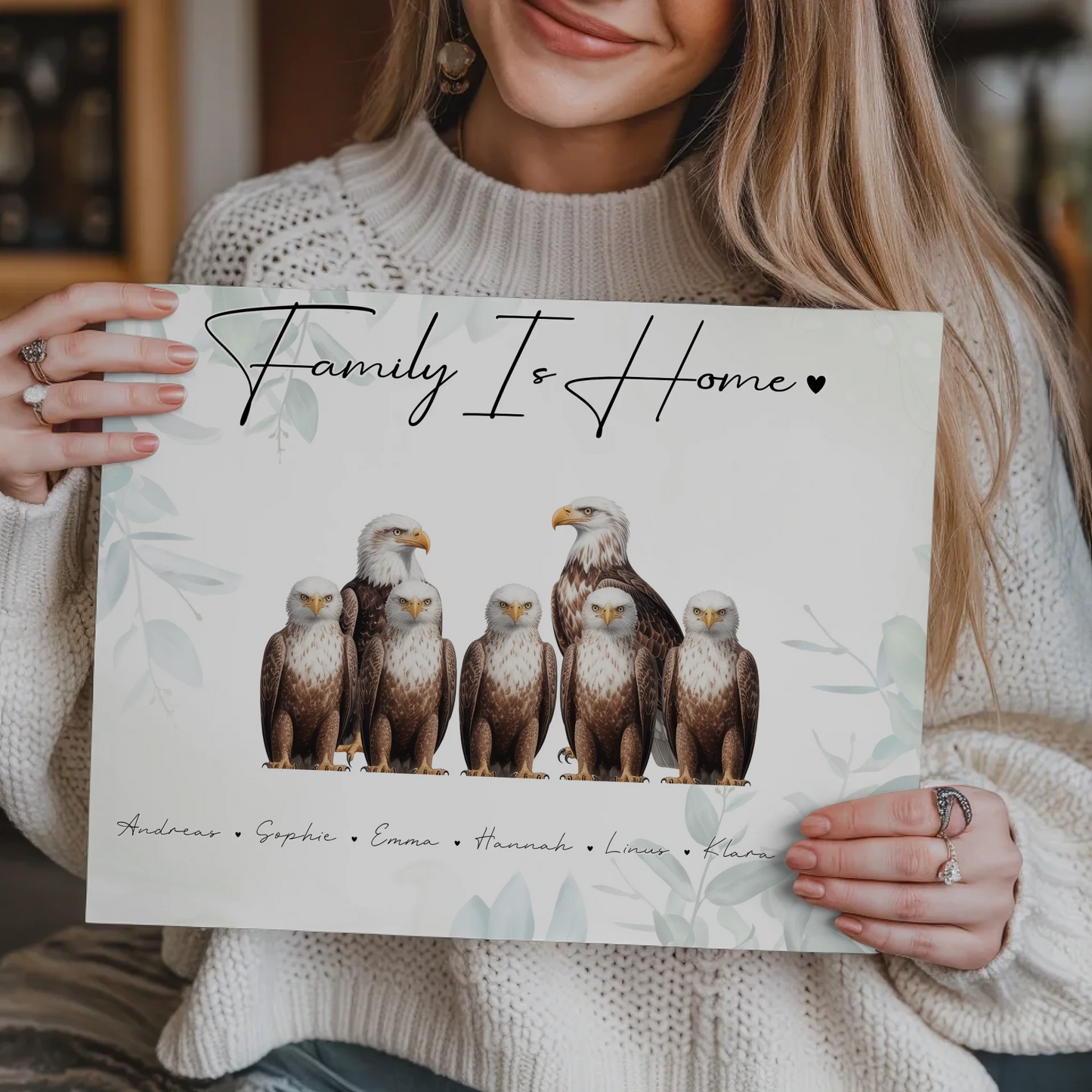 Fotoboard Familie Personalisiert Adler Familienporträt Geschenk für Papa Mama Oma Opa