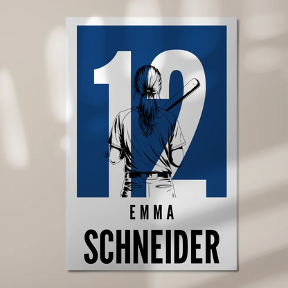 Sport Fotoboard Magnetisches Wandbild Baseball Baseballspielerin Geschenk für Tochter