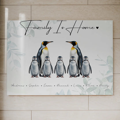 Familien Fotoboard Mit Namen Pinguin Familienporträt Geschenk für Mama Papa Oma Opa 7