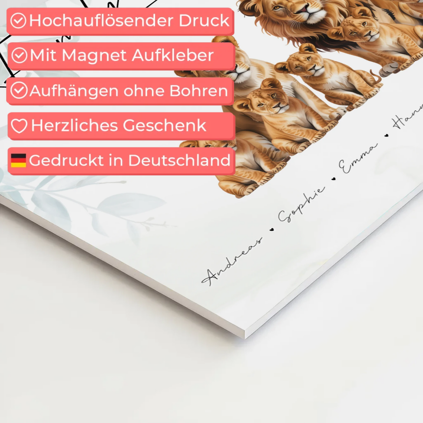 Fotoboard Sprüche Familie Löwen Familienporträt Geschenk für Mama Papa Oma Opa 10