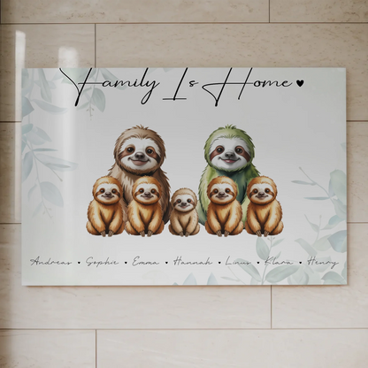 Fotoboard Familienbild Personalisiert Mit Vorschau Faultier Familienporträt Geschenk für Mama Papa Oma Opa