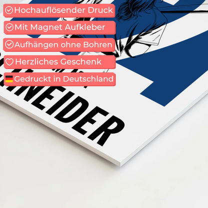 Sport Fotoboard Magnetisches Wandbild Baseball Baseballspielerin Geschenk für Tochter