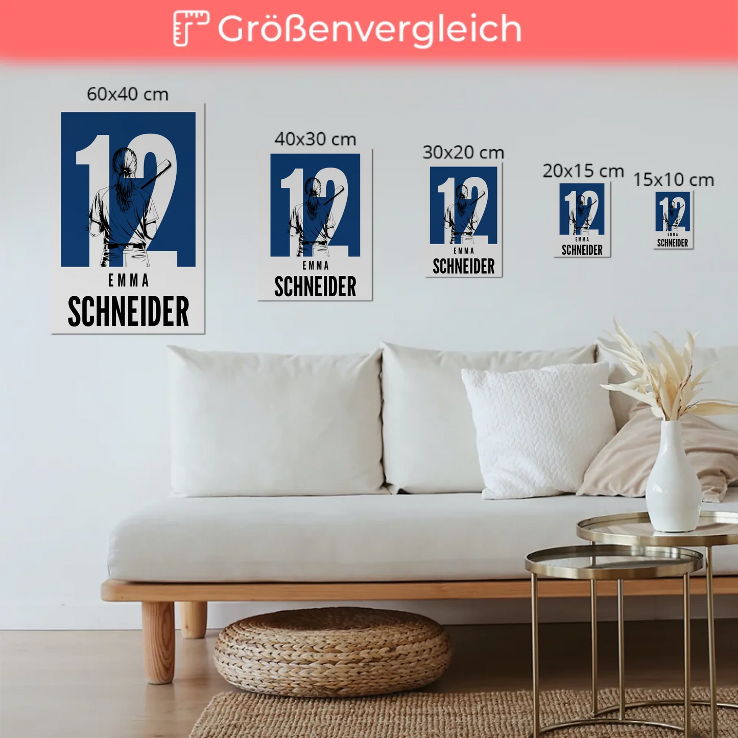 Sport Fotoboard Magnetisches Wandbild Baseball Baseballspielerin Geschenk für Tochter