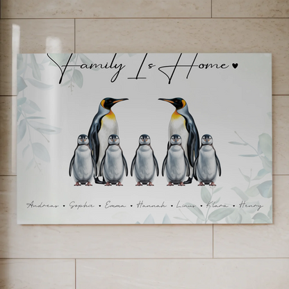 Familien Fotoboard Mit Namen Pinguin Familienporträt Geschenk für Mama Papa Oma Opa