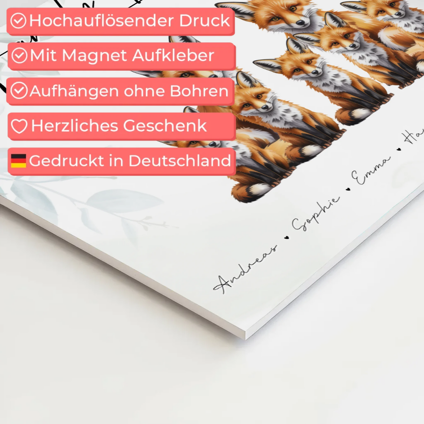 Fotoboard Sprüche Familie Fuchs Familienporträt Geschenk für Oma Opa Mama Papa