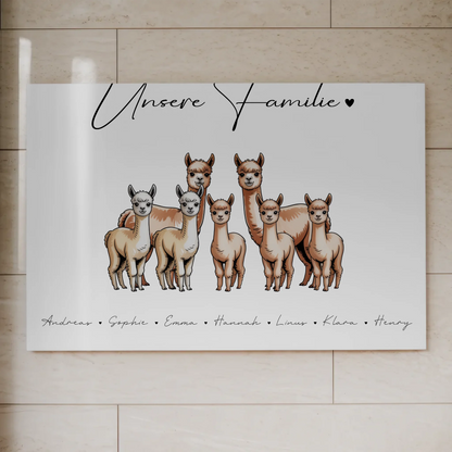 Fotoboard Mit Namen Familie Alpaka Familienporträt Geschenk für Papa Mama Oma Opa 1