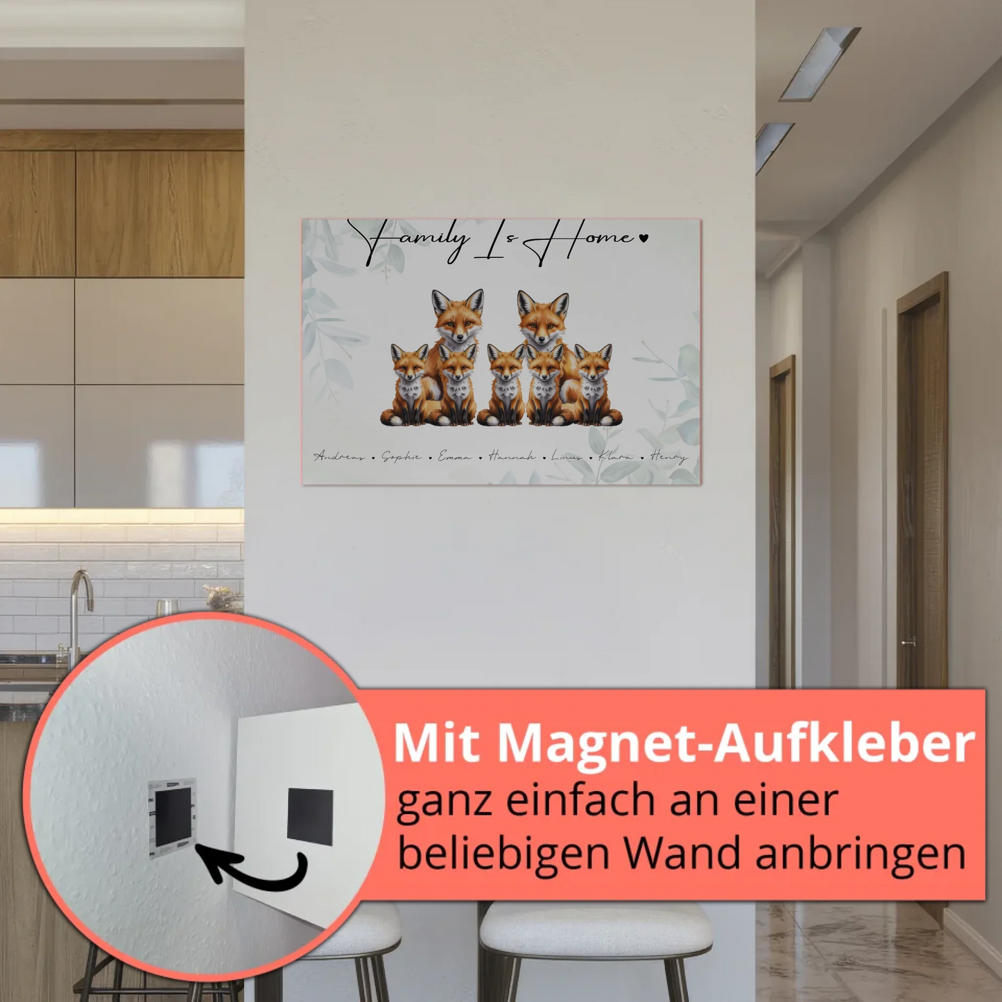 Fotoboard Sprüche Familie Fuchs Familienporträt Geschenk für Oma Opa Mama Papa