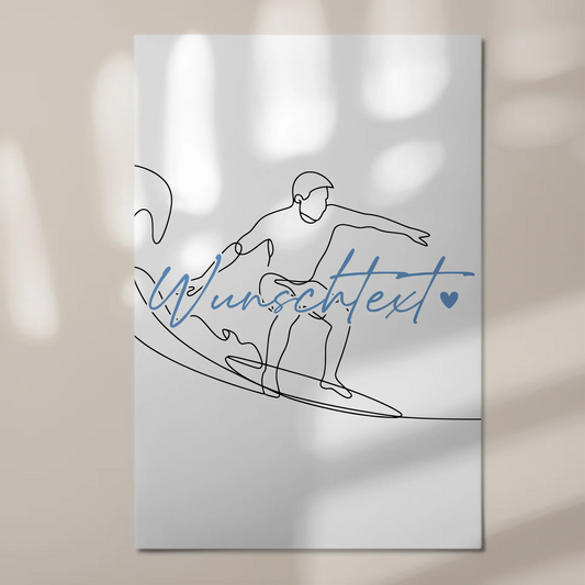 Personalisiertes Fotoboard Magnetisch Lineart Wellenreiten Geschenk Sohn & Bruder 1