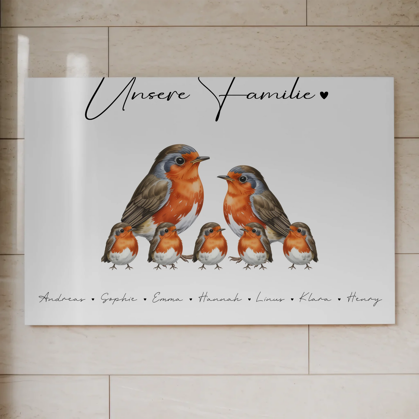 Magnetisches Fotoboard Sprüche Familie Rotkehlchen Familienporträt Geschenk für Oma Opa Mama Papa 1