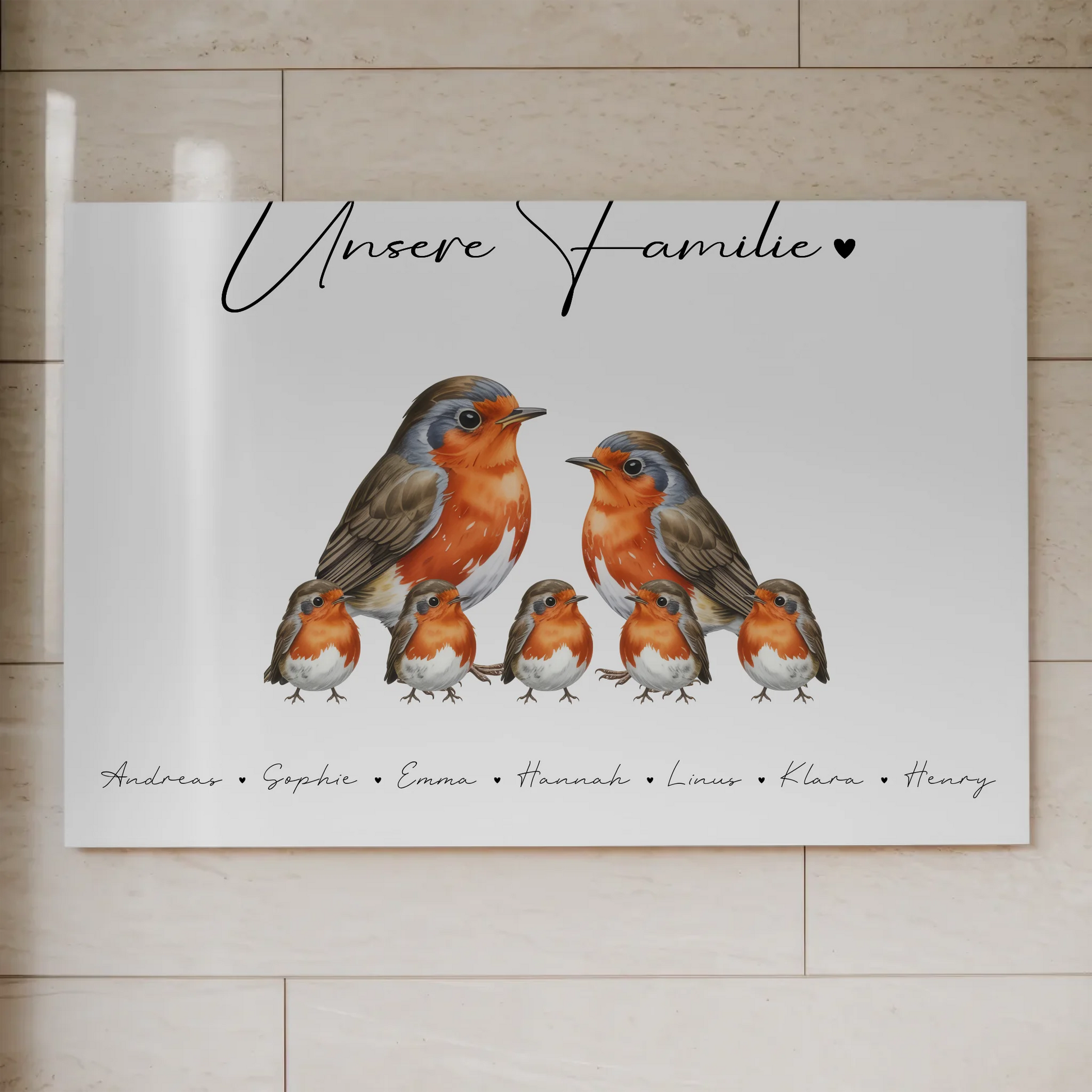 Magnetisches Fotoboard Sprüche Familie Rotkehlchen Familienporträt Geschenk für Oma Opa Mama Papa 1