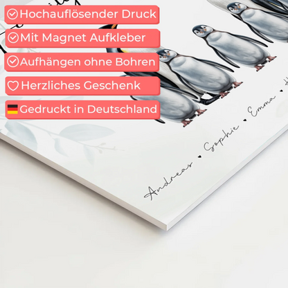 Familien Fotoboard Mit Namen Pinguin Familienporträt Geschenk für Mama Papa Oma Opa