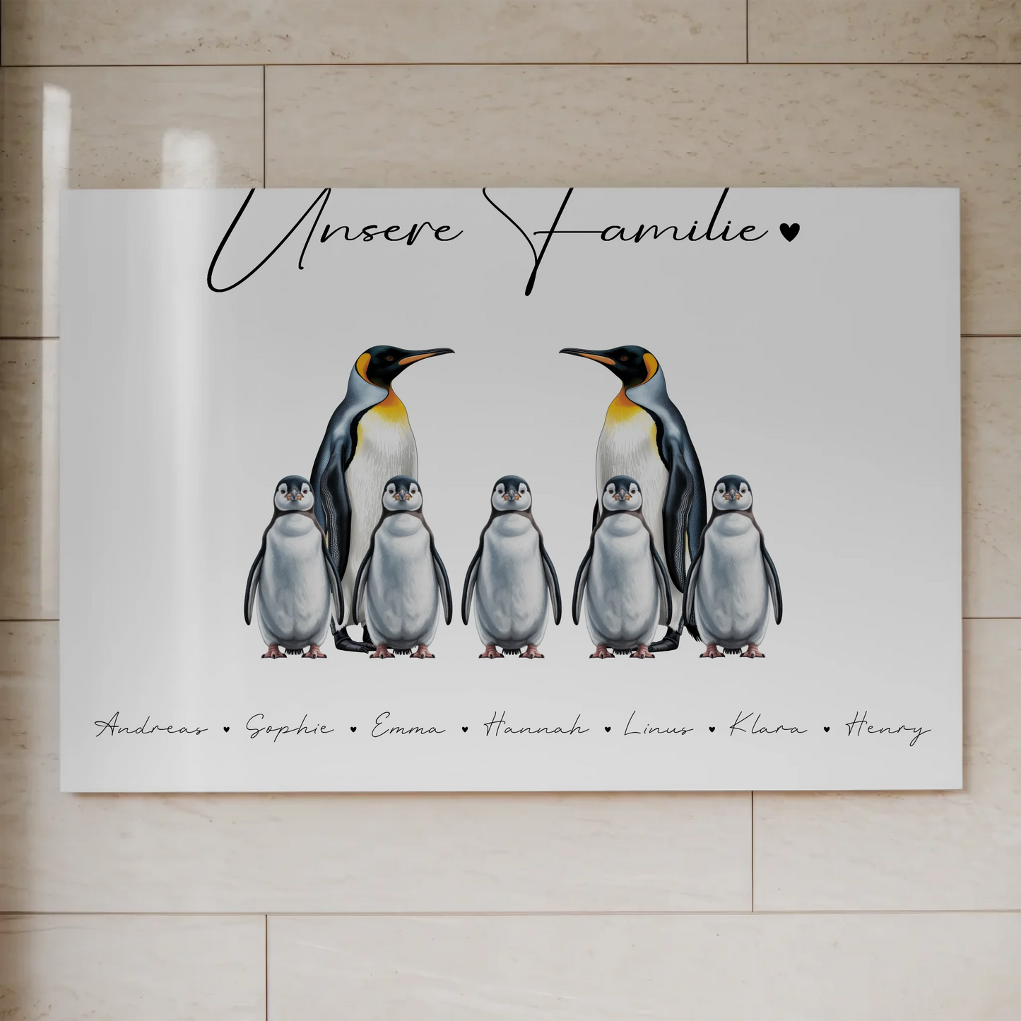Familien Fotoboard Magnetisch Pinguin Familienporträt Geschenk für Oma Opa Mama Papa 1