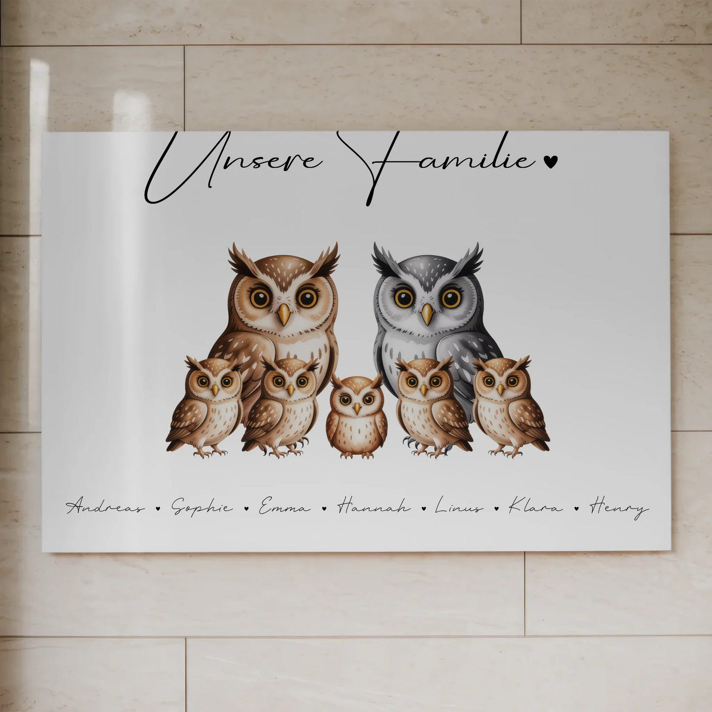 Fotoboard Magnet Poster Familie Eulen Familienporträt Geschenk für Mama Papa Oma Opa 1