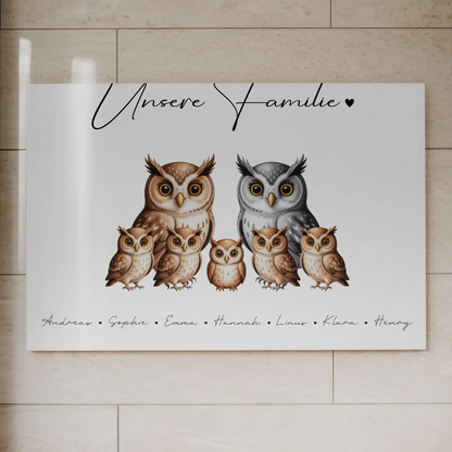 Fotoboard Magnet Poster Familie Eulen Familienporträt Geschenk für Mama Papa Oma Opa 1