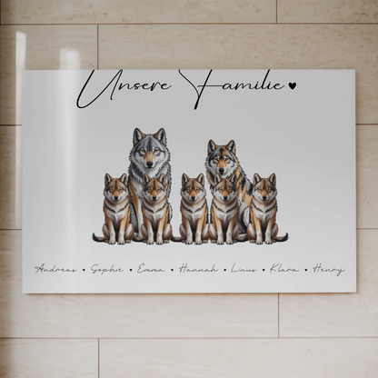 Familien Fotoboard Magnet Wandbild Mit Namen Wolf Familienporträt Geschenk für Mama Papa Oma Opa 1