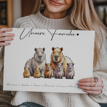 Familien Fotoboard Mit Namen Capybara Familienporträt Geschenk für Oma Opa Mama Papa 3