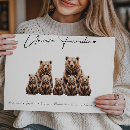 Familien Fotoboard Braunbären Familienporträt Geschenk für Mama Papa Oma Opa 3
